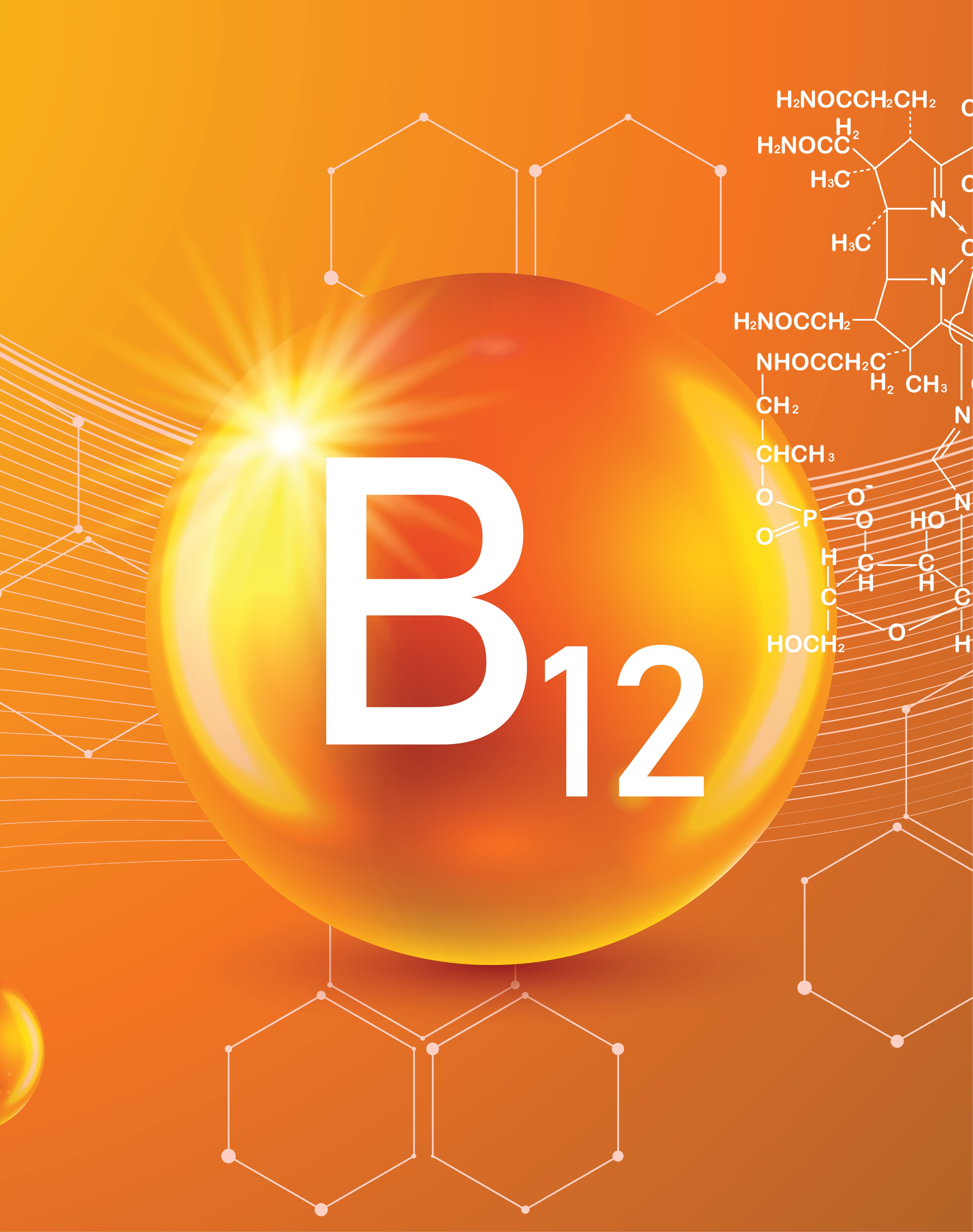 Vitamin B Complex (B1, B2, B3, B5, B6, B12) background